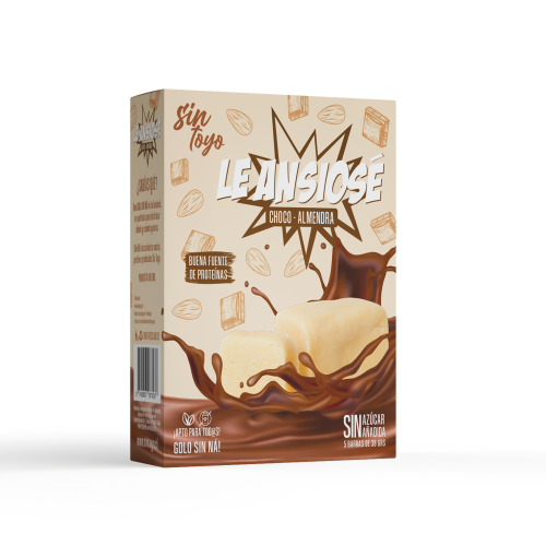Pack 5 Barra de Proteina  Le Ansiosé Chocolate Almendra Vegana Sin Azucar 38 Gr. Marca Sin Toyo