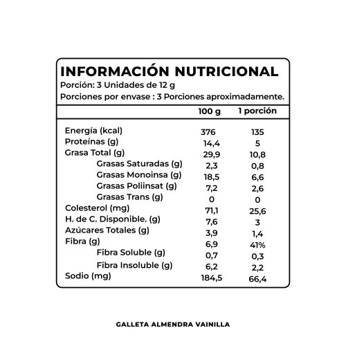 Cookie Keto Protein Almendra y Vainilla, Sin Azúcar Añadida, 120 g, Tremus - Imagen 3
