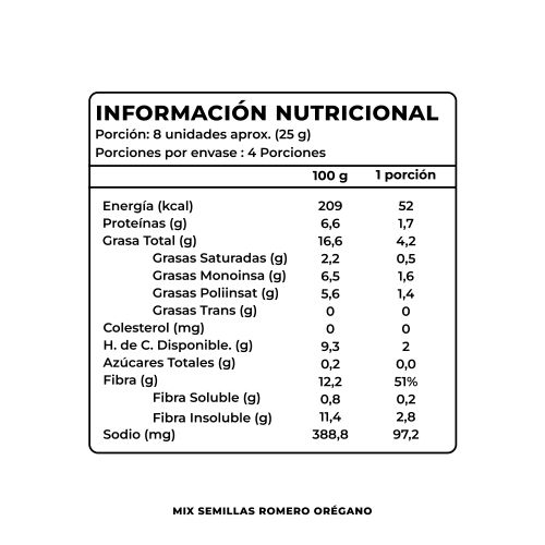 Crackers Keto Semillas Romero y Orégano, 100 gr, Marca Tremus - Imagen 3