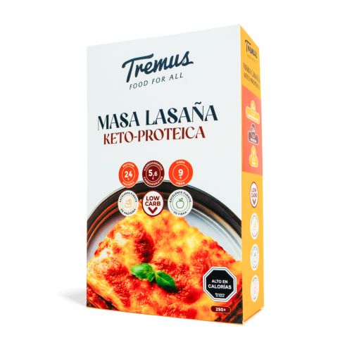 Masa Lasaña Keto y Proteica, Sin Azúcar Añadida, 250 g, Tremus