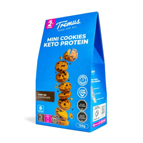 Cookie Keto Protein Chips de Chocolate, Sin Azúcar Añadida, 120 g, Tremus