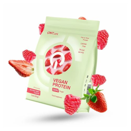 Proteina Vegana Sin Azucar Frutos Rojos 500gr Marca QNT
