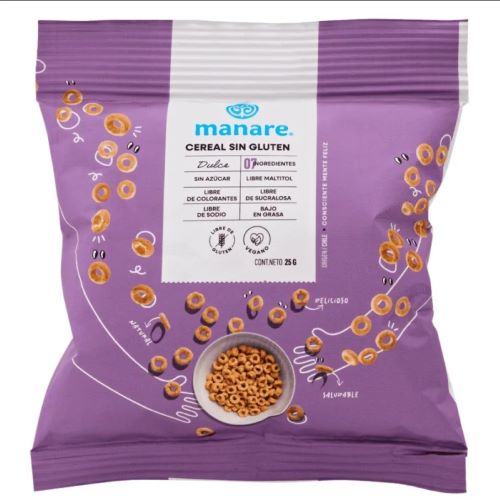 Cereal Dulce Vegano Sin Gluten 25gr marca Manare