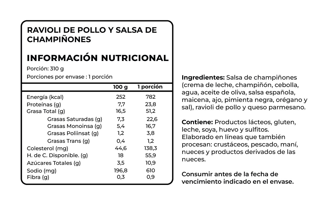 Ravioli de Pollo con Salsa de Champiñones, 310 g, Tremus - Imagen 2