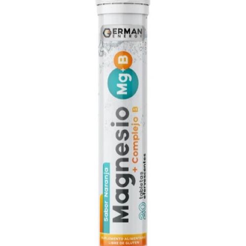 Magnesio + Complejo B Sabor Mandarina Libre de Gluten 20 Tab Efervescentes Marca German Energy