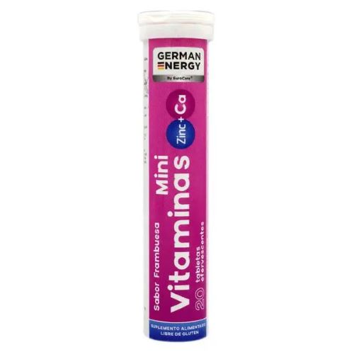 Mini Vtamina C + Multivitaminico SaborFrambuesa 20 Tab Efervescentes Marca German Energy