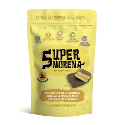 Doypack Super Morena Pasta Maní Sin Lactosa Free Gluten Free Baño Chocolate 160 gr Marca Supersnack