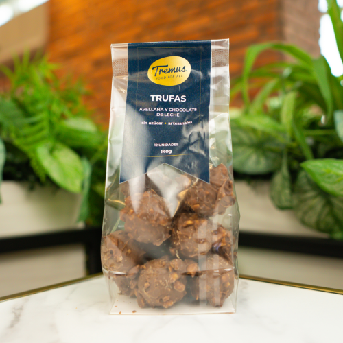 Trufas de Avellana y Chocolate de Leche, Keto, Sin Azúcar Añadida, 140 g, Tremus