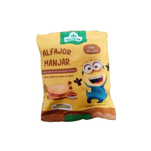 Alfajor Relleno de Manjar sin azúcar sin lácteos 40 grs marca Nutrisa 1 Alfajor Relleno de Manjar sin azúcar sin lácteos 40 grs marca Nutrisa