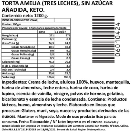 Torta Amelia (Tres Leches), Keto, 1200 g, Tremus - Imagen 2