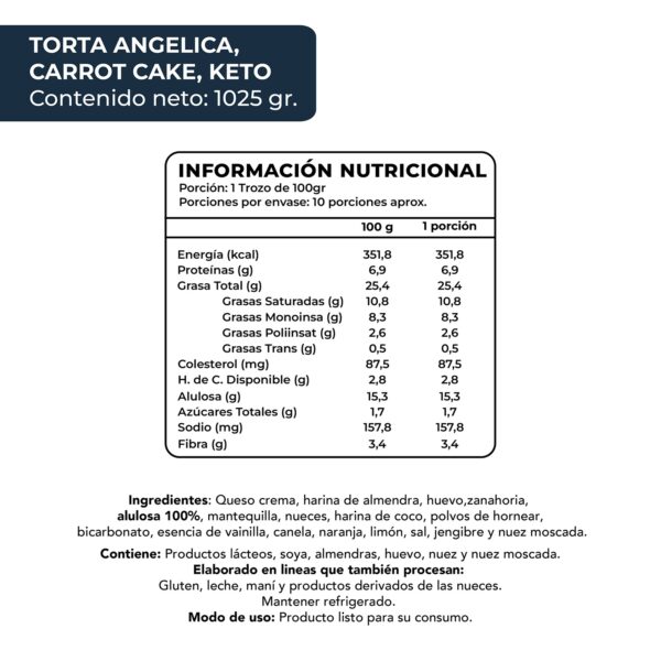 Torta Carrot Cake, Keto, Sin Azúcar Añadida, 1025 g, Tremus 7 torta angeulica carrot cake keto sin azuucar anaadida 1100 g tremus 4