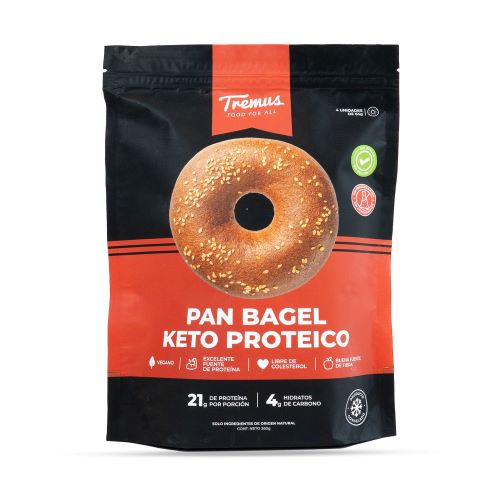 Pan Bagel Keto Proteico, Vegano, 4 Unidades, 260 g, Tremus