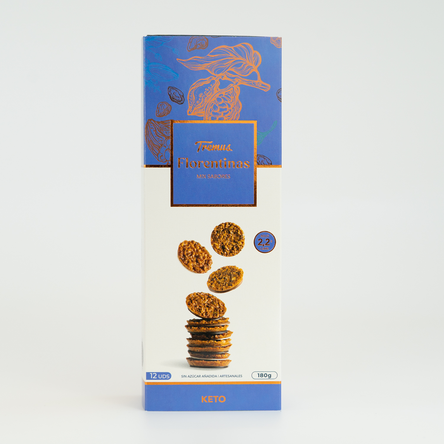 Mix de Galletas Florentinas Keto, Sin Azúcar Añadida, 180 g, Tremus