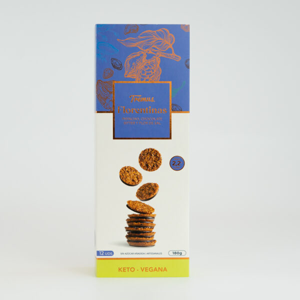 Galletas Florentinas Pistacho, Chocolate Bitter, Keto y Vegano, Sin Azúcar Añadida, 180 g, Tremus