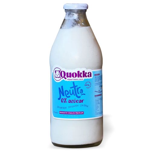 Yogurt Vegano Neutro Sin Lactosa Sin Gluten Sin Soya Sin Azucar 1 Lt Marca Quokka