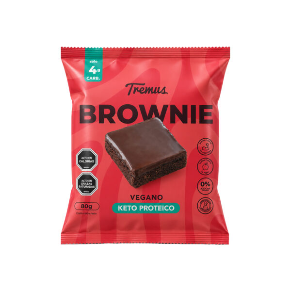Brownie Vegano, Keto Proteico, Sin Azúcar Añadida, 80 g, Tremus